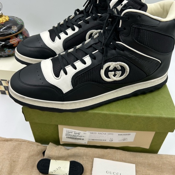 Men’s Gucci Mac 80 high top leather sneakers size 13 made in Italy - Picture 8 of 11